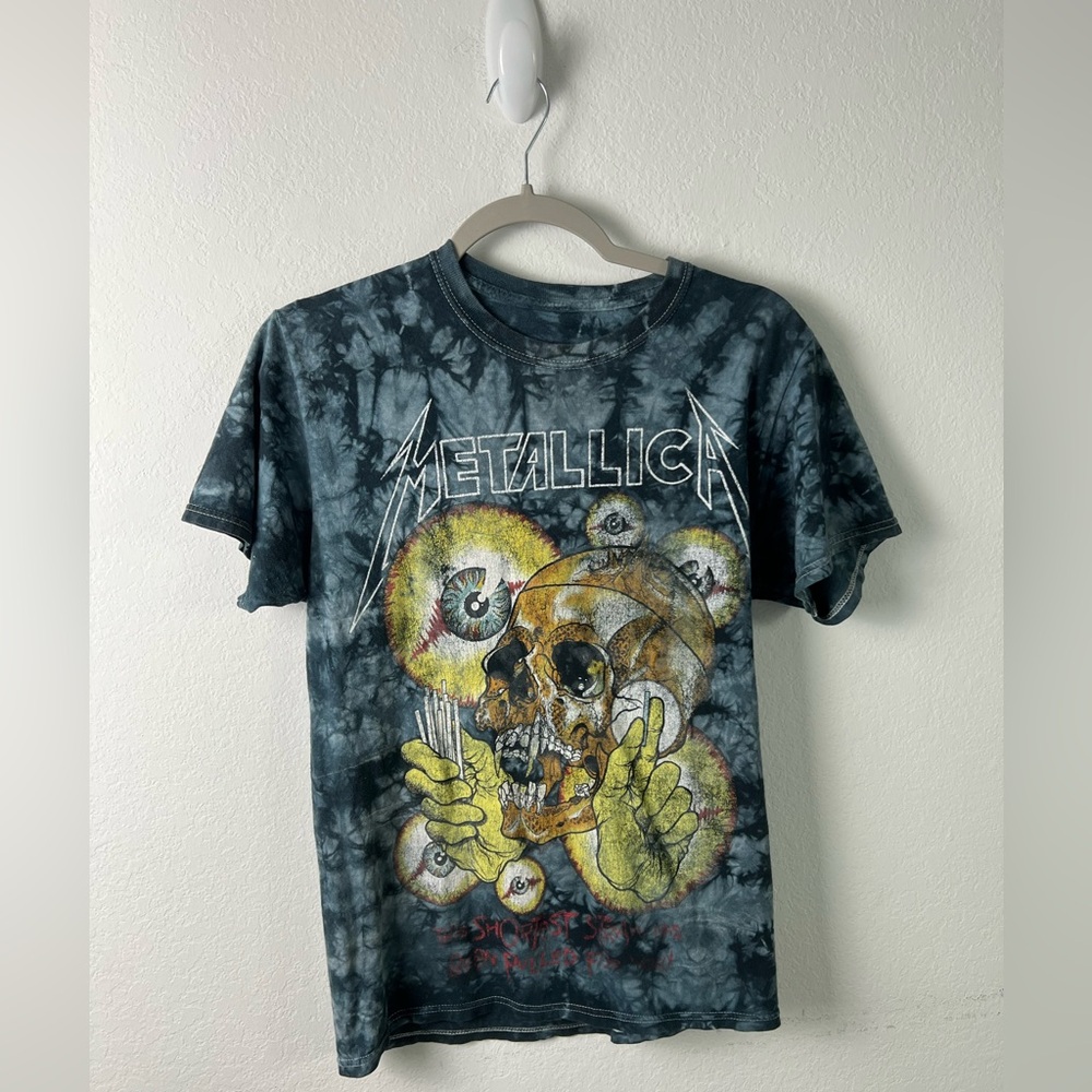 Metallica Tie Dye Skull Graphic Summer Concert Festival Short Sleeve Tee